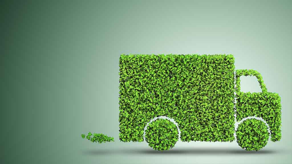 Illustration of an Electric Van with leaves