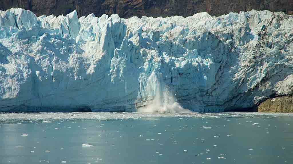Iceberg showing aa section that has fallen into the water below