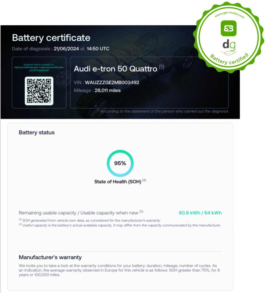 battery health certificate