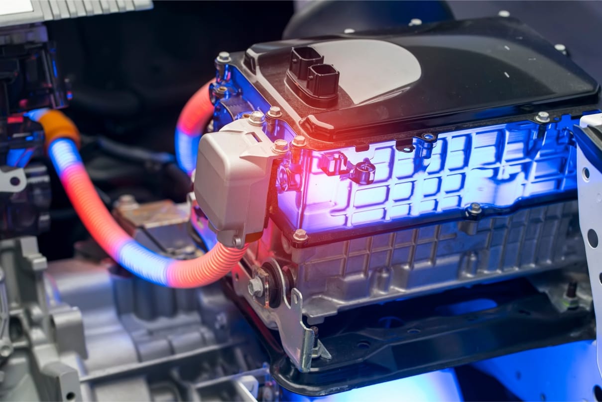 Energised EV Motor and Cables to Battery