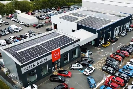 car dealership with solar pv on roof