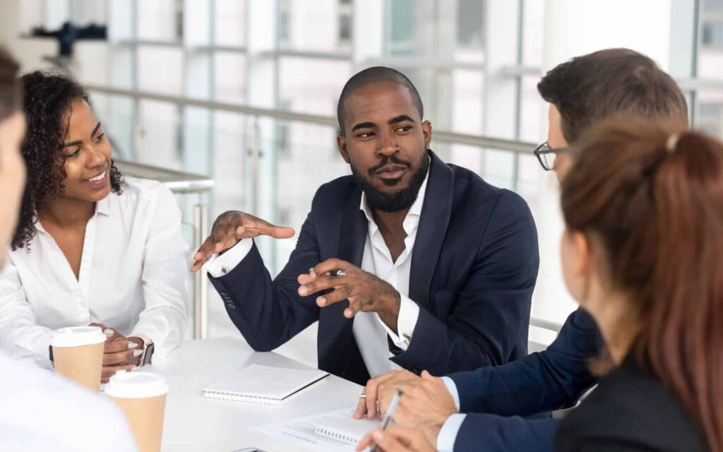 business man talking with colleagues