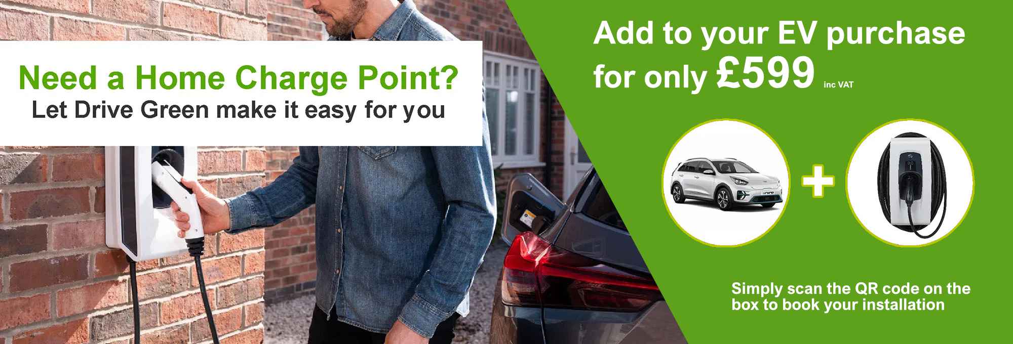 Get a car charger installed when you purchase your EV for only £599 inc VAT