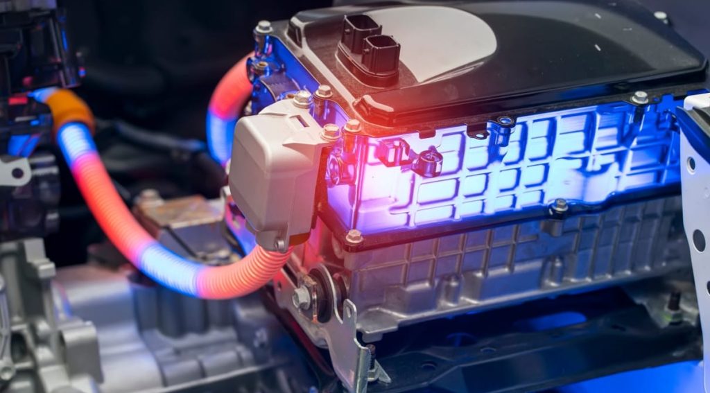 Energised EV Motor and Cables to Battery